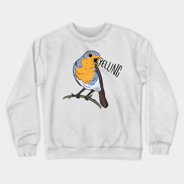 bird YELLING Crewneck Sweatshirt by jastinamor